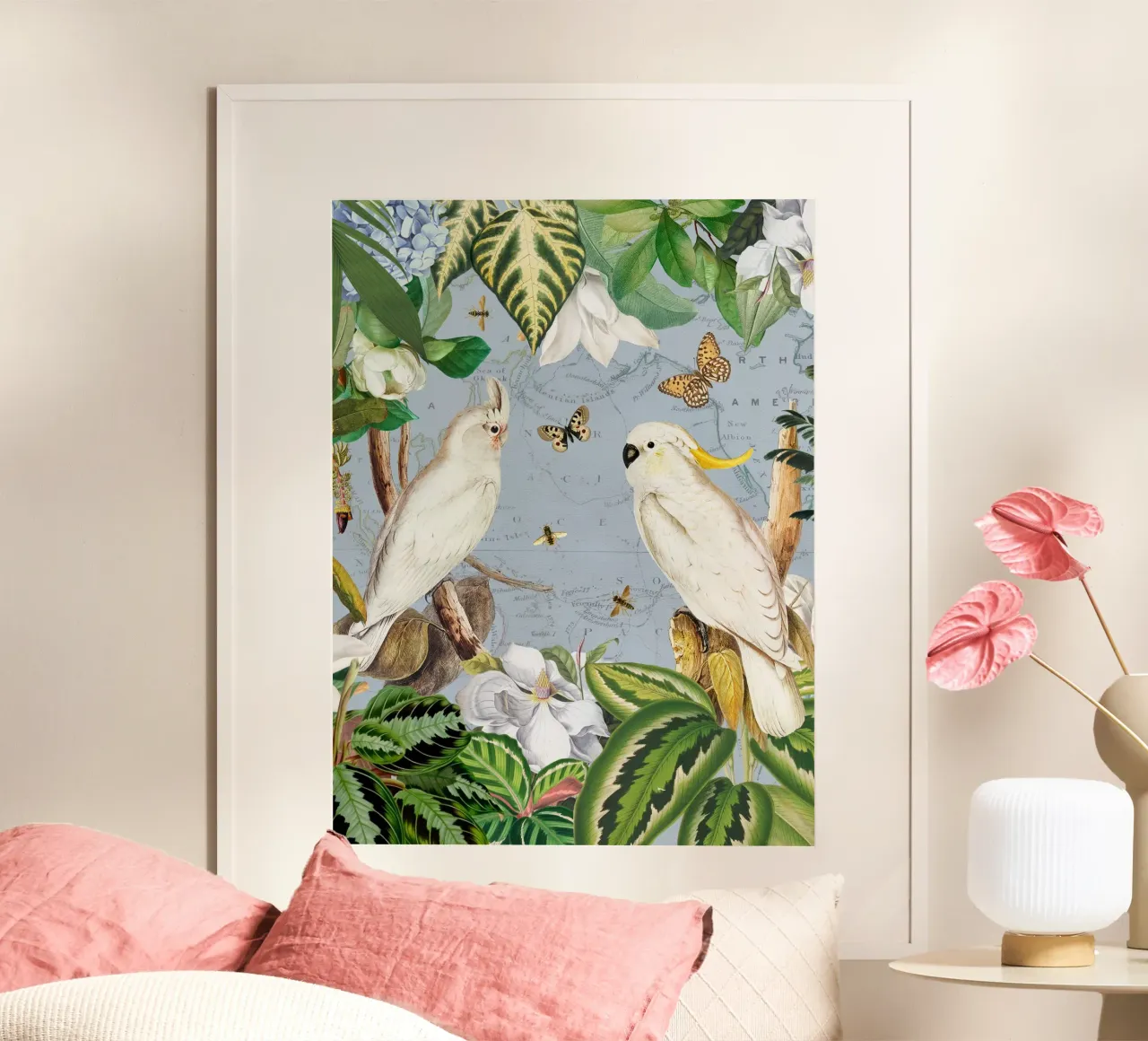 Cacatua bianchi Vita esotica della giungla fauna tropicale 1 poster con telaio in plastica da Vintage World - Uta Naumann