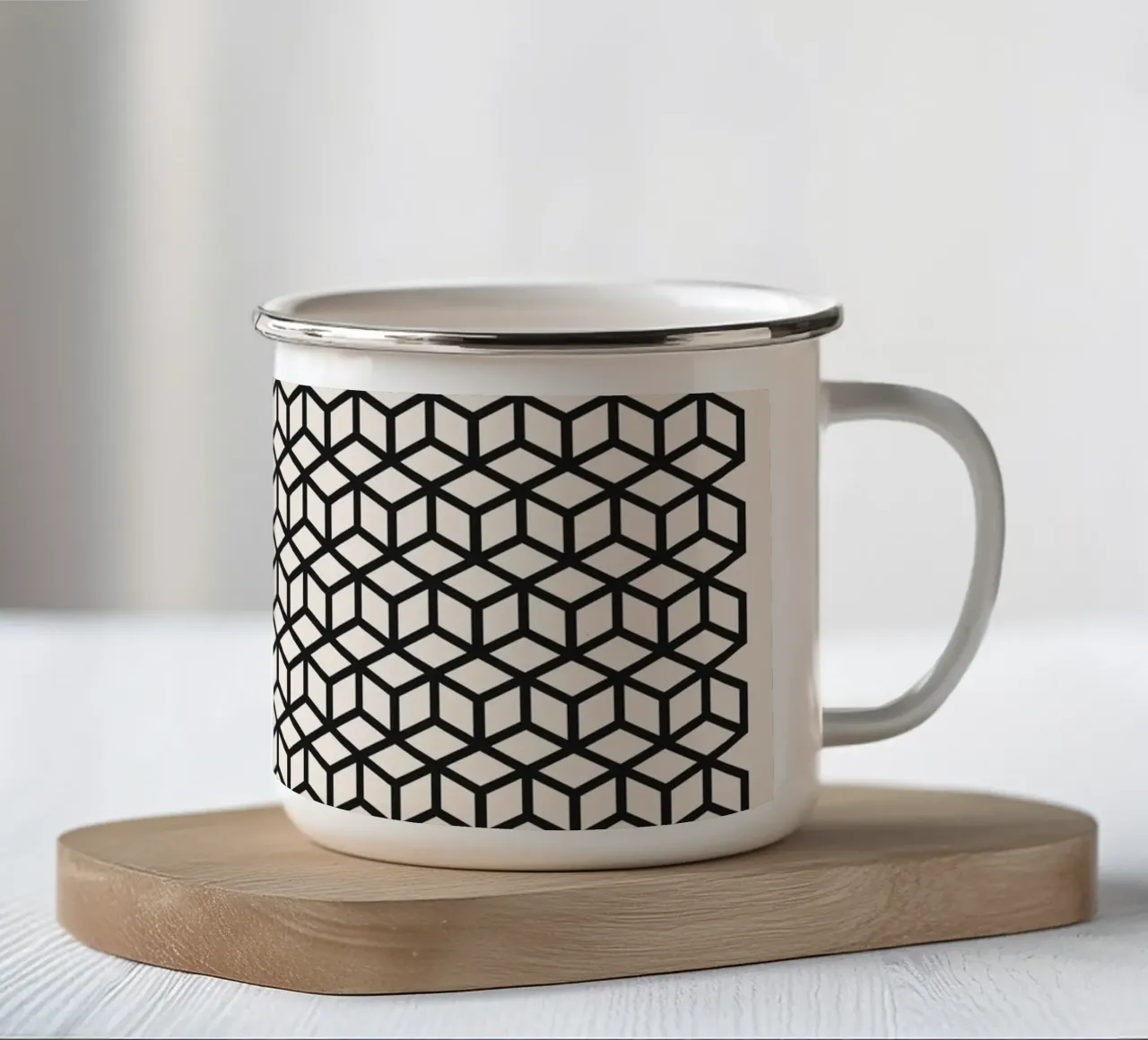 Bauhaus 1919 - Motivo a cubo geometrico tazza in smalto da Whole©