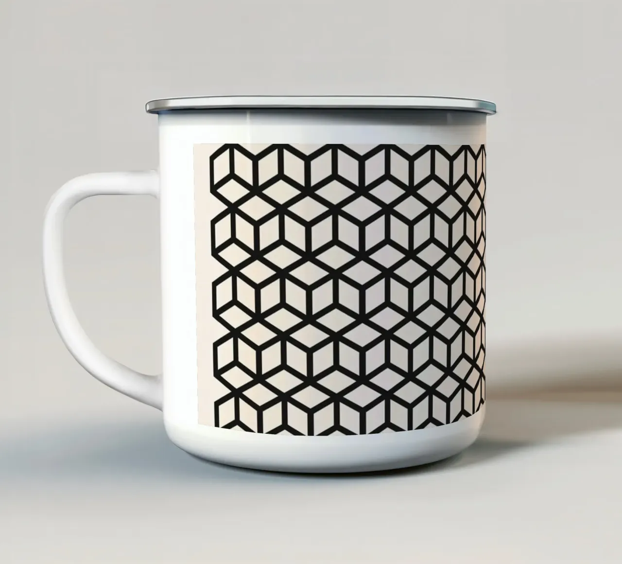 Bauhaus 1919 - Motivo a cubo geometrico tazza in smalto da Whole©