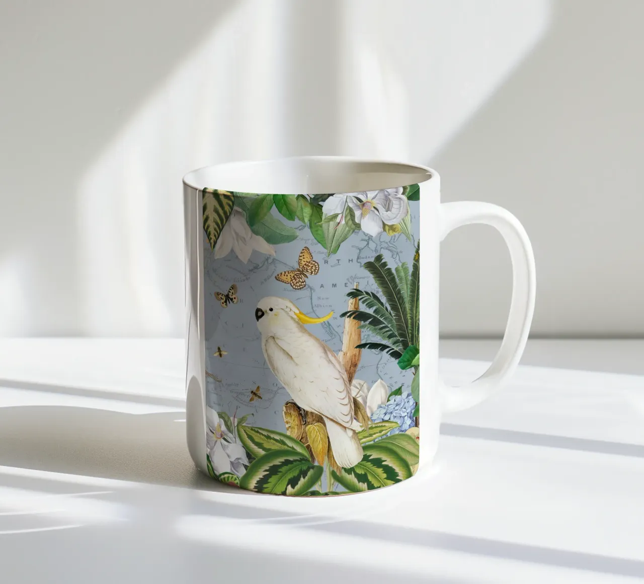 Cacatua bianchi Vita selvatica tropicale esotica della giungla 2 tazza in ceramica da Vintage World - Uta Naumann
