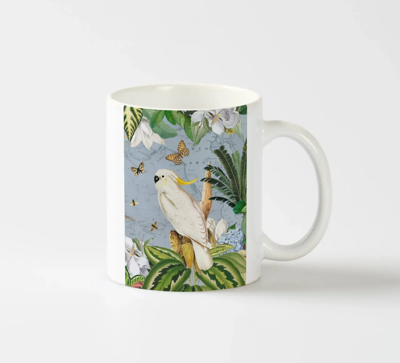 Cacatua bianchi Vita selvatica tropicale esotica della giungla 2 tazza in ceramica da Vintage World - Uta Naumann