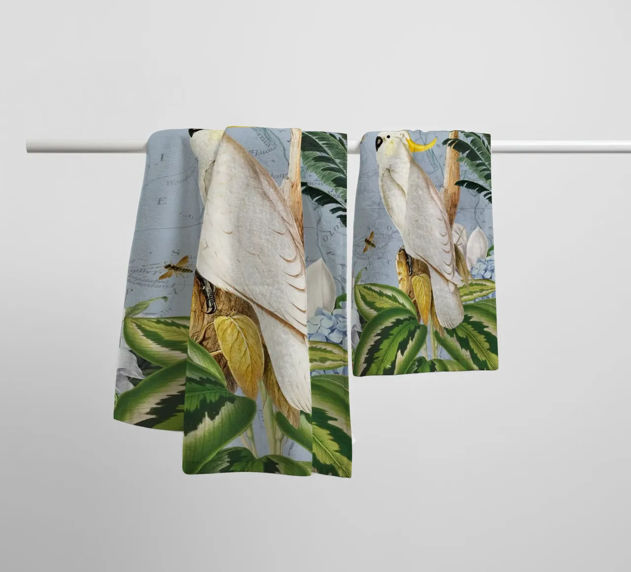 Cacatua bianchi Vita selvatica tropicale esotica della giungla 2 asciugamano da bagno da Vintage World - Uta Naumann
