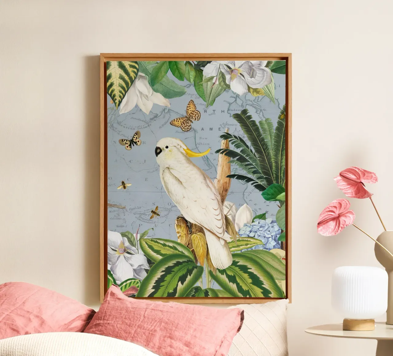 Cacatua bianchi Vita selvatica tropicale esotica della giungla 2 tela da Vintage World - Uta Naumann