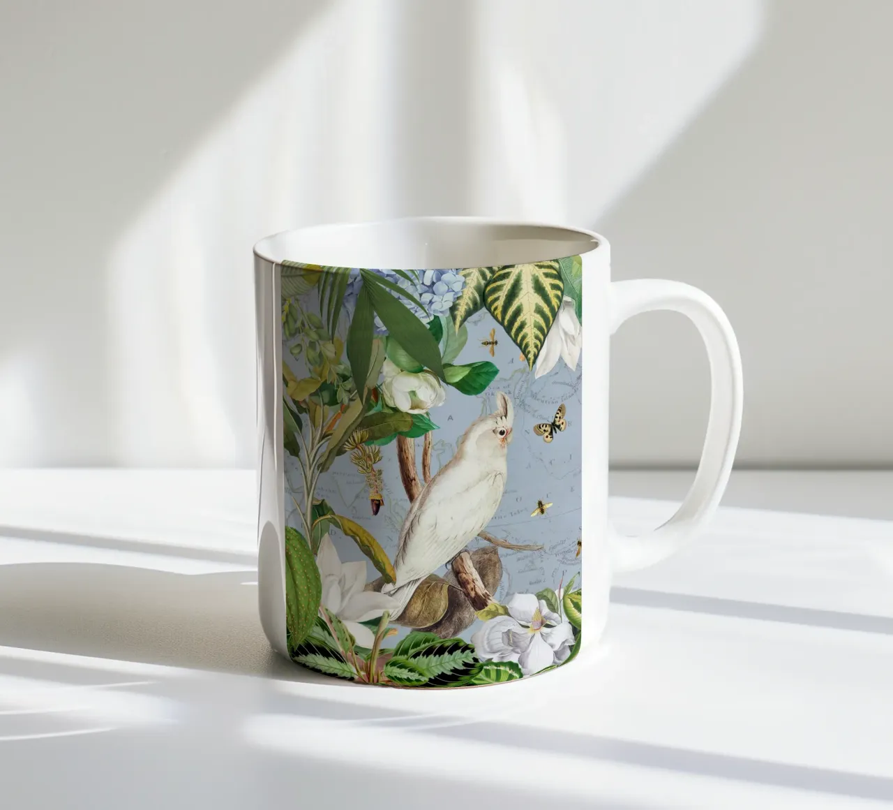Cacatua bianchi Vita selvatica tropicale esotica della giungla 3 tazza in ceramica da Vintage World - Uta Naumann