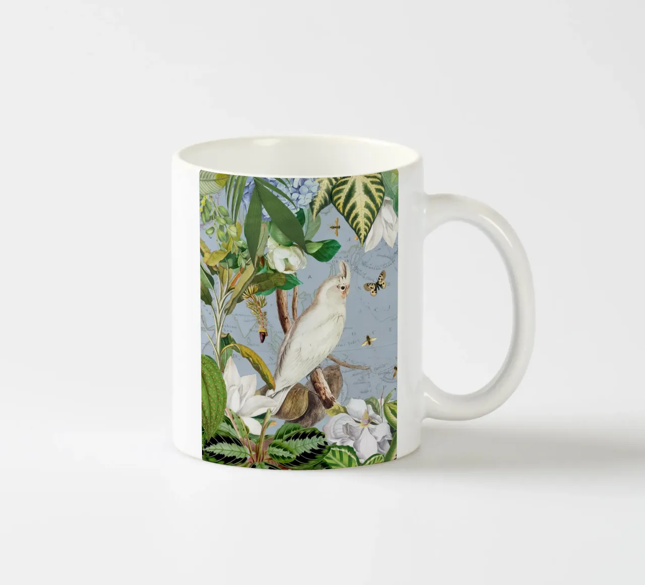 Cacatua bianchi Vita selvatica tropicale esotica della giungla 3 tazza in ceramica da Vintage World - Uta Naumann