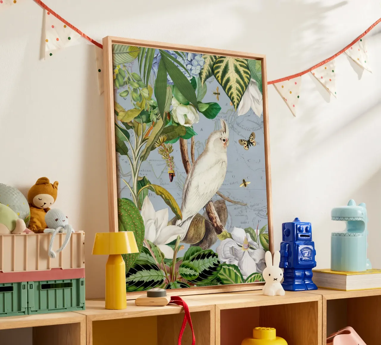Cacatua bianchi Vita selvatica tropicale esotica della giungla 3 tela con Cornice a cassetta da Vintage World - Uta Naumann