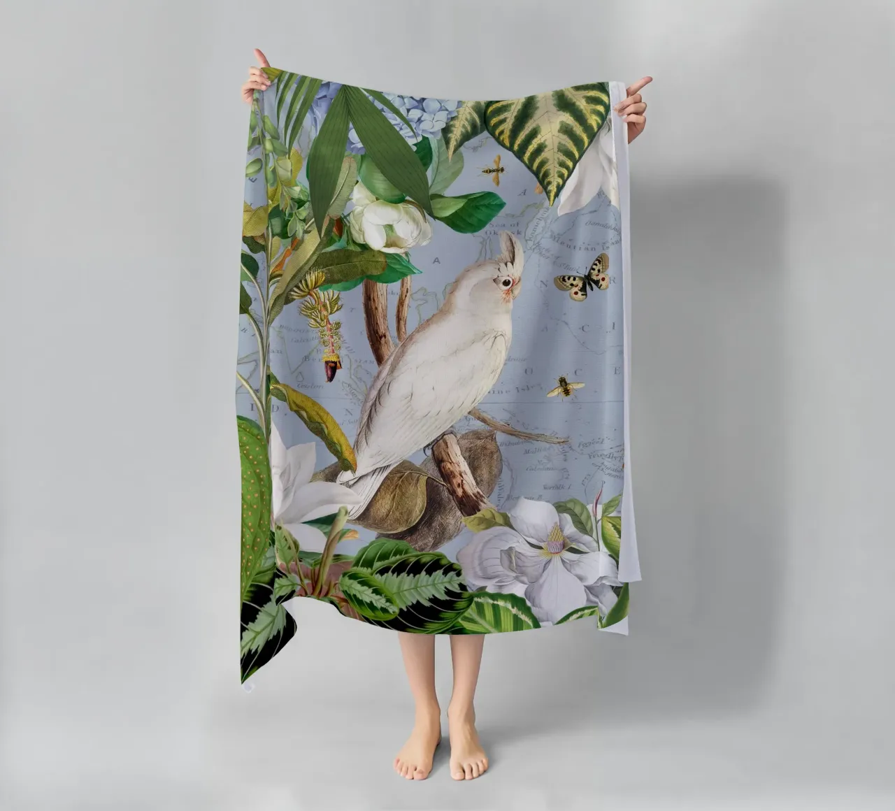 Cacatua bianchi Vita selvatica tropicale esotica della giungla 3 telo mare da Vintage World - Uta Naumann