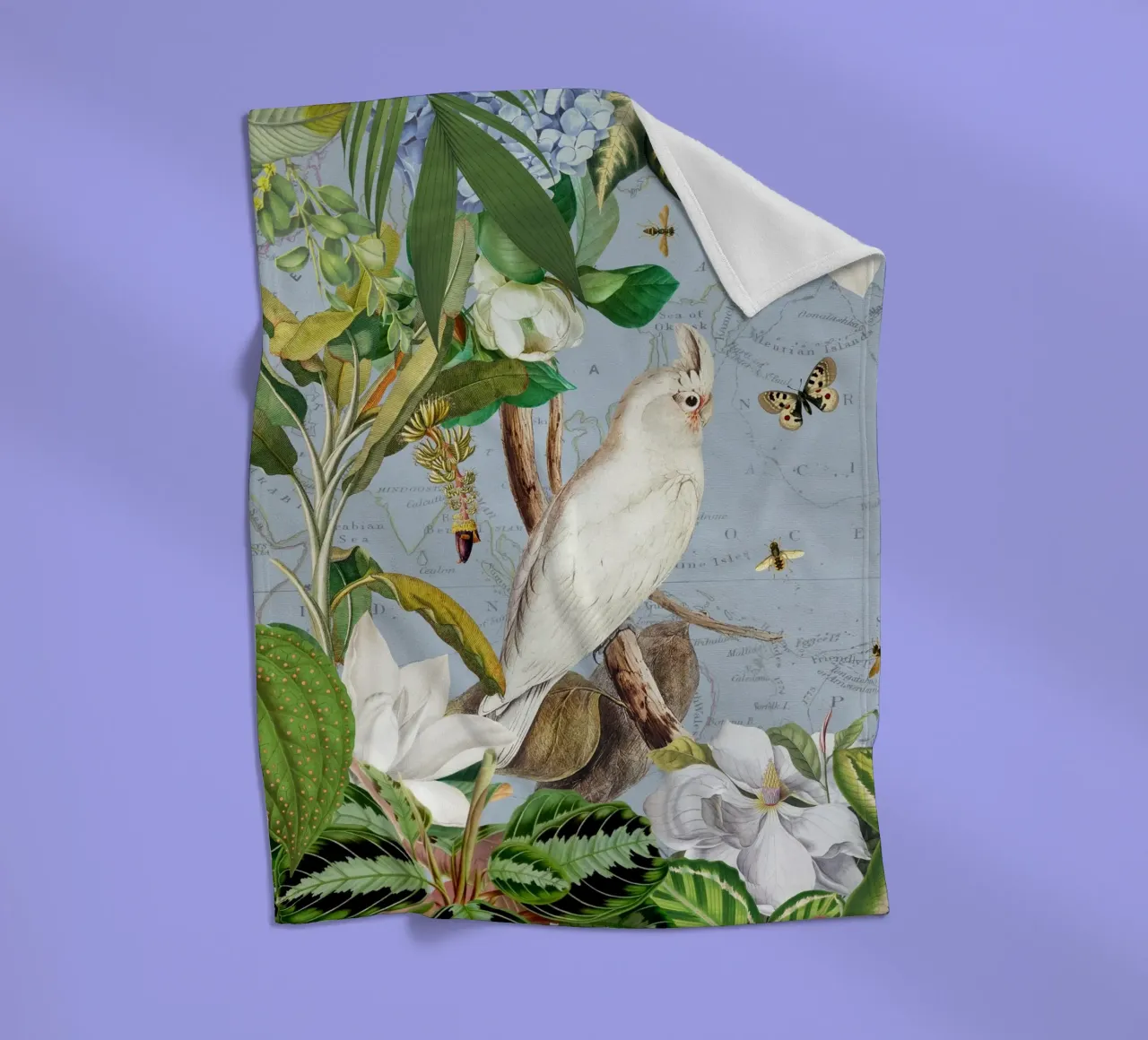 Cacatua bianchi Vita selvatica tropicale esotica della giungla 3 coperta in pile da Vintage World - Uta Naumann