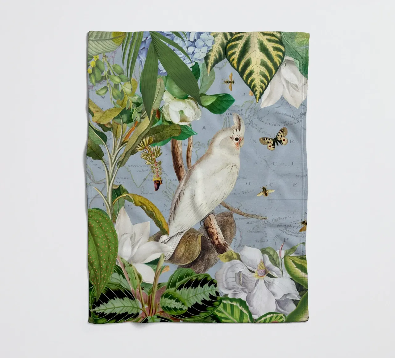 Cacatua bianchi Vita selvatica tropicale esotica della giungla 3 coperta in pile da Vintage World - Uta Naumann