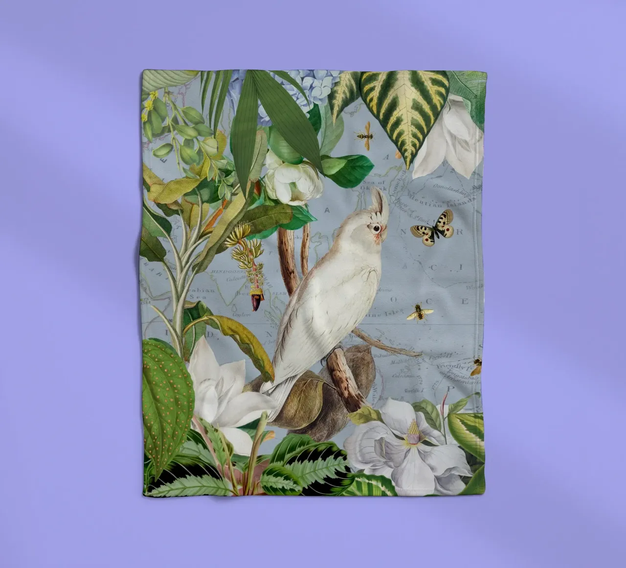 Cacatua bianchi Vita selvatica tropicale esotica della giungla 3 coperta in pile da Vintage World - Uta Naumann