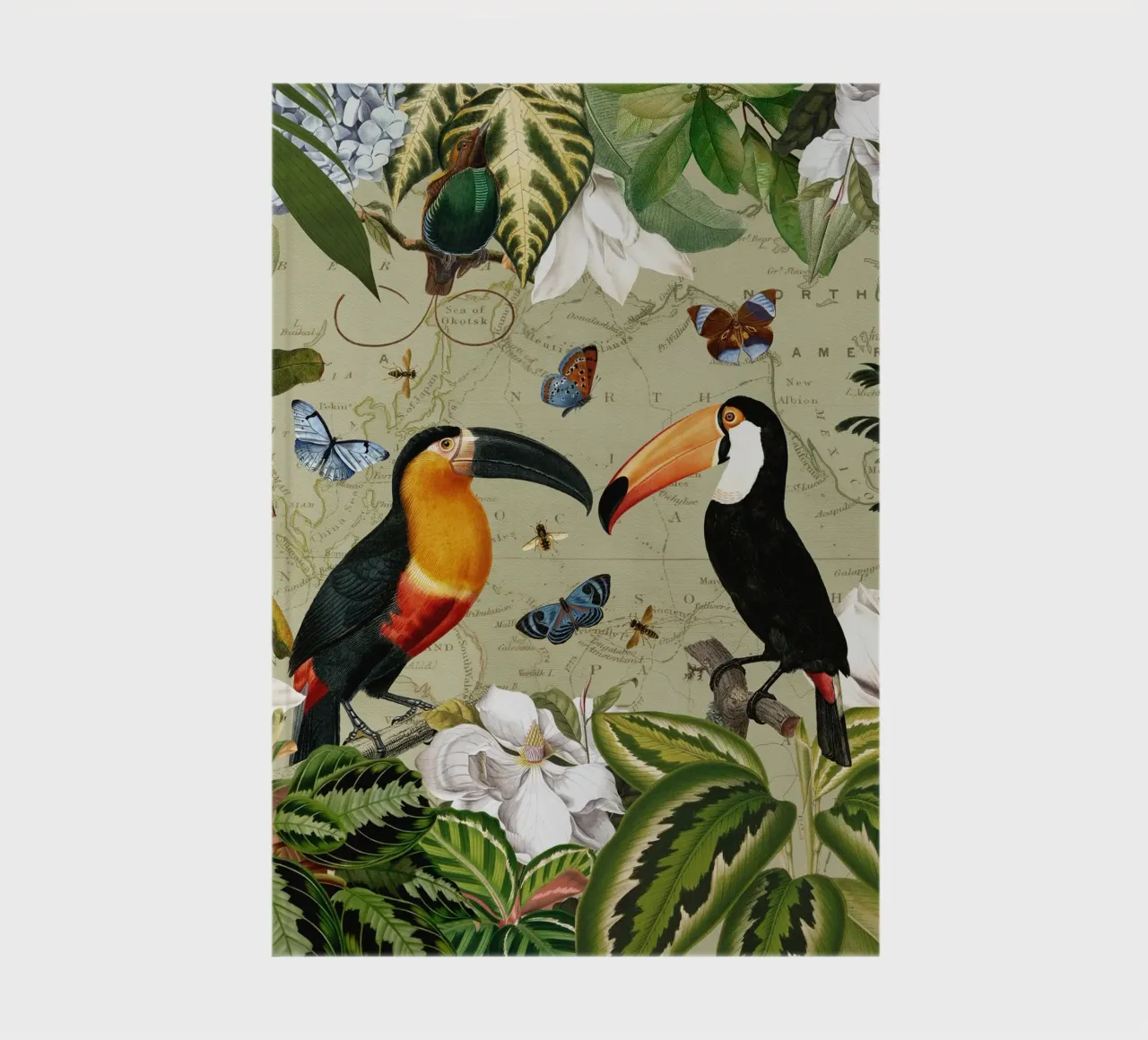 Tropical Toucans And Butterflies in Exotic Jungle notebook by Vintage World - Uta Naumann