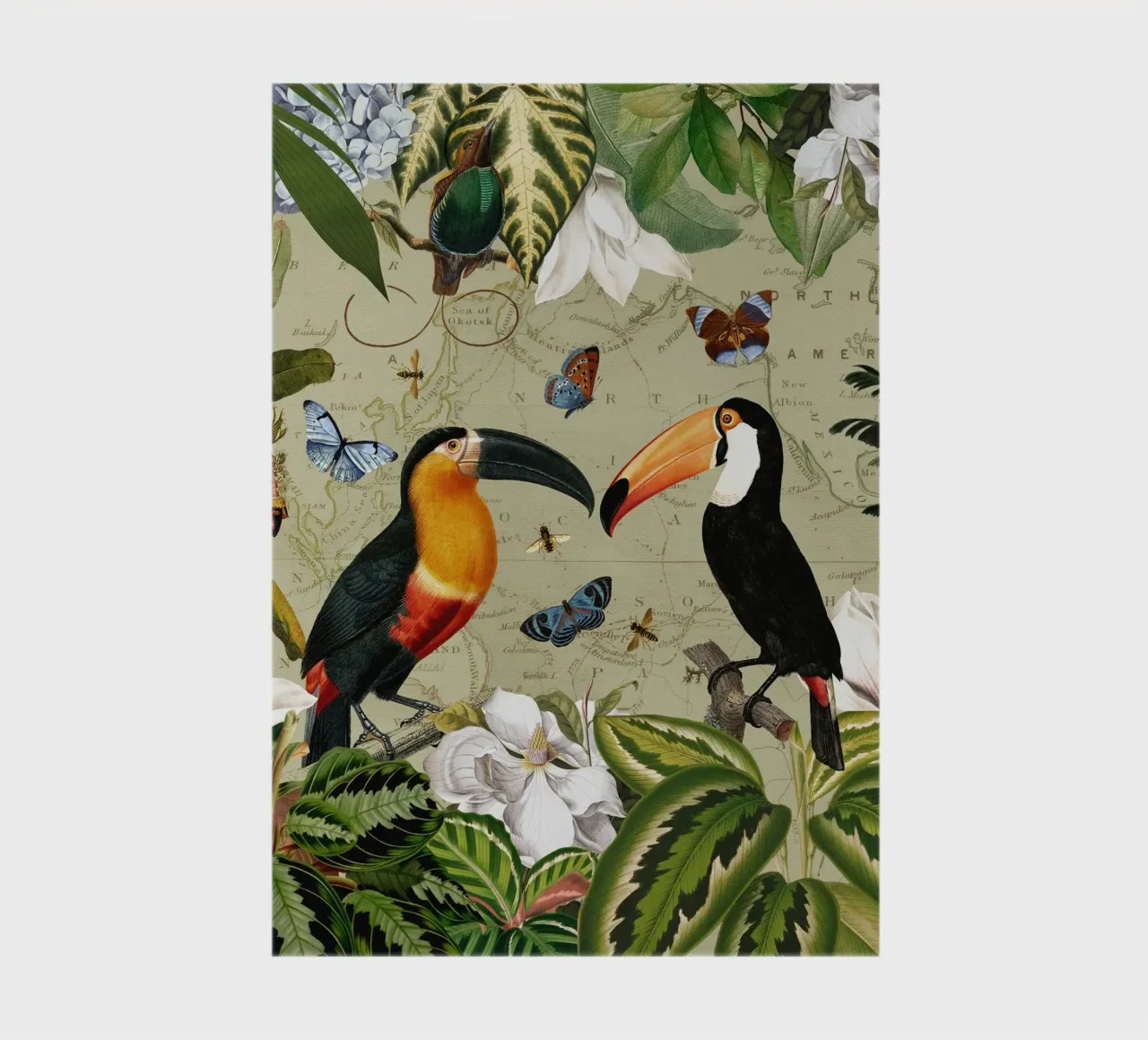 Tropical Toucans And Butterflies in Exotic Jungle notebook by Vintage World - Uta Naumann