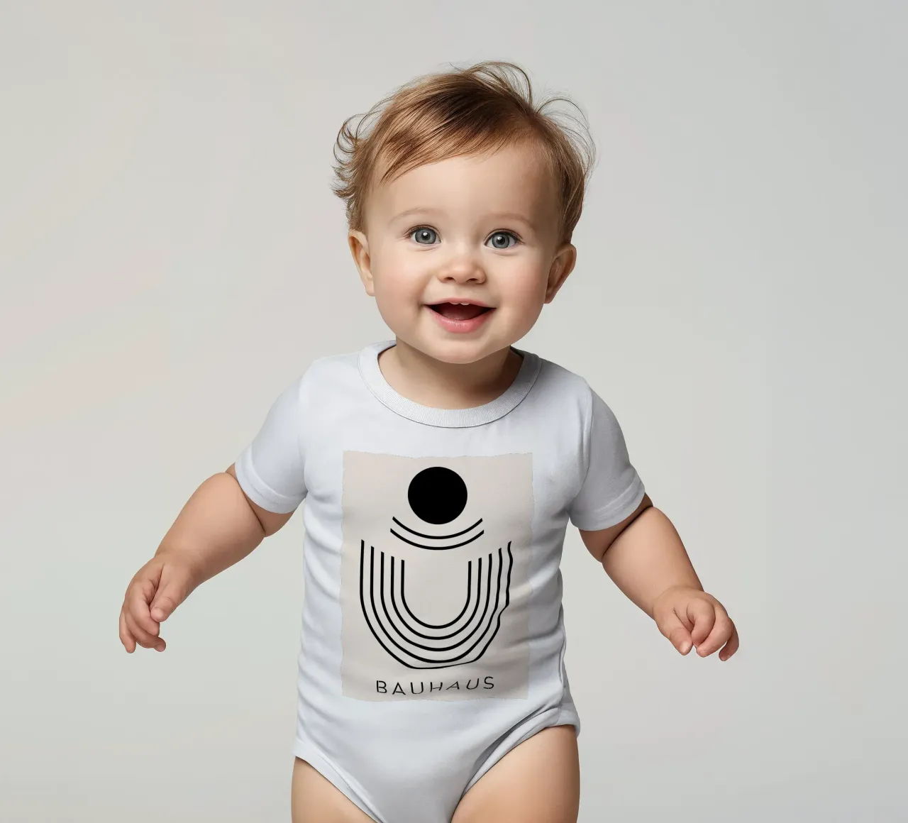 Bauhaus semicircle - abstract geometry in a modern style short-sleeve baby romper by Whole©