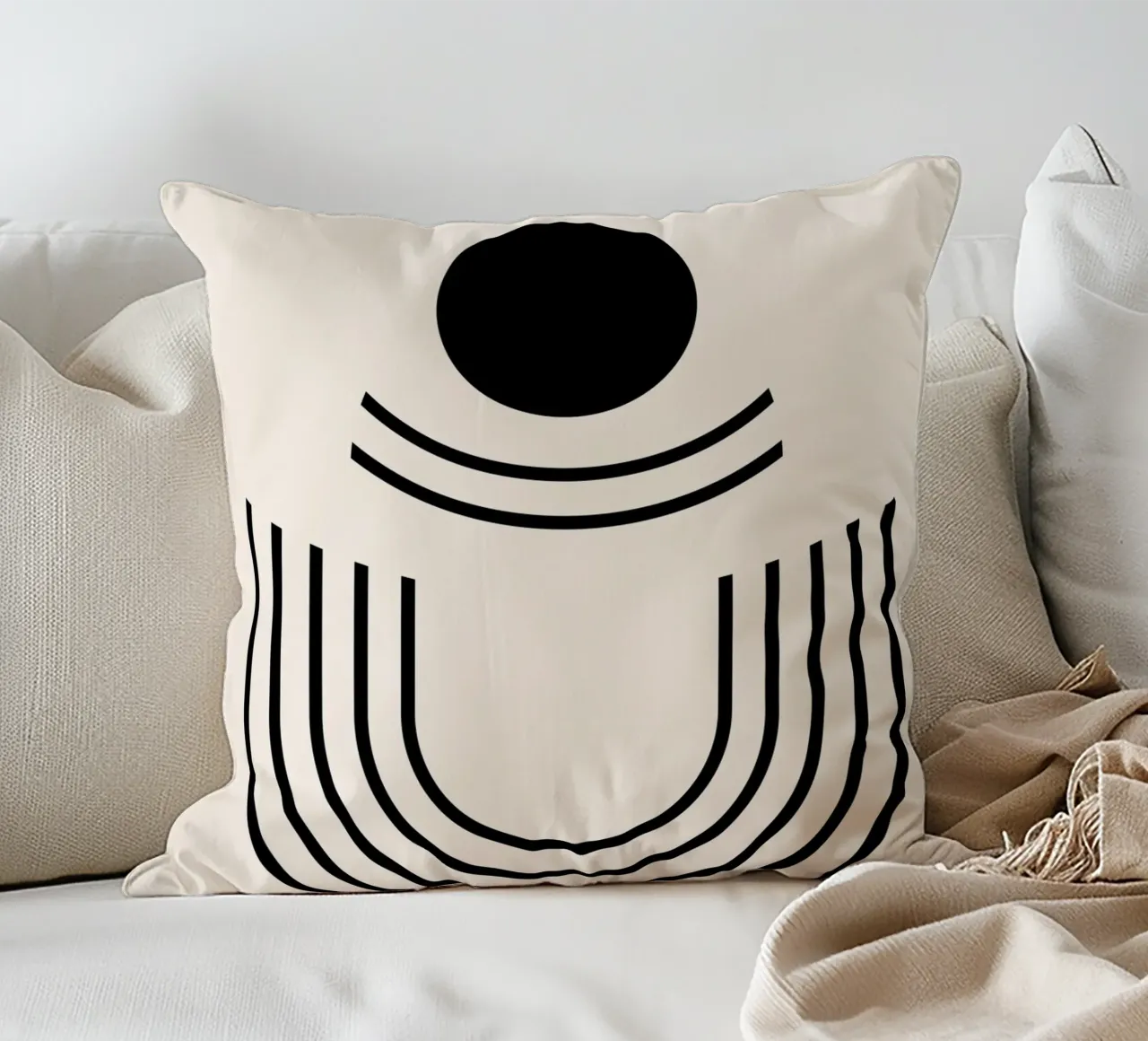 Bauhaus semicircle - abstract geometry in a modern style decorative cushion by Whole©