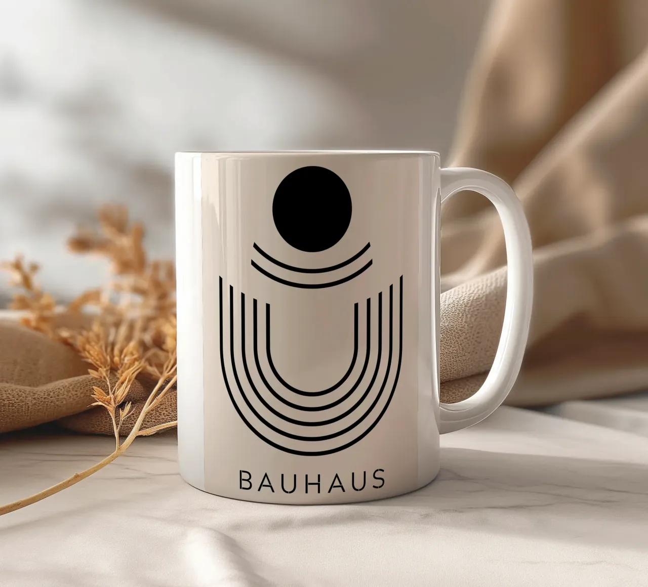 Bauhaus semicircle - abstract geometry in a modern style ceramic mug by Whole©