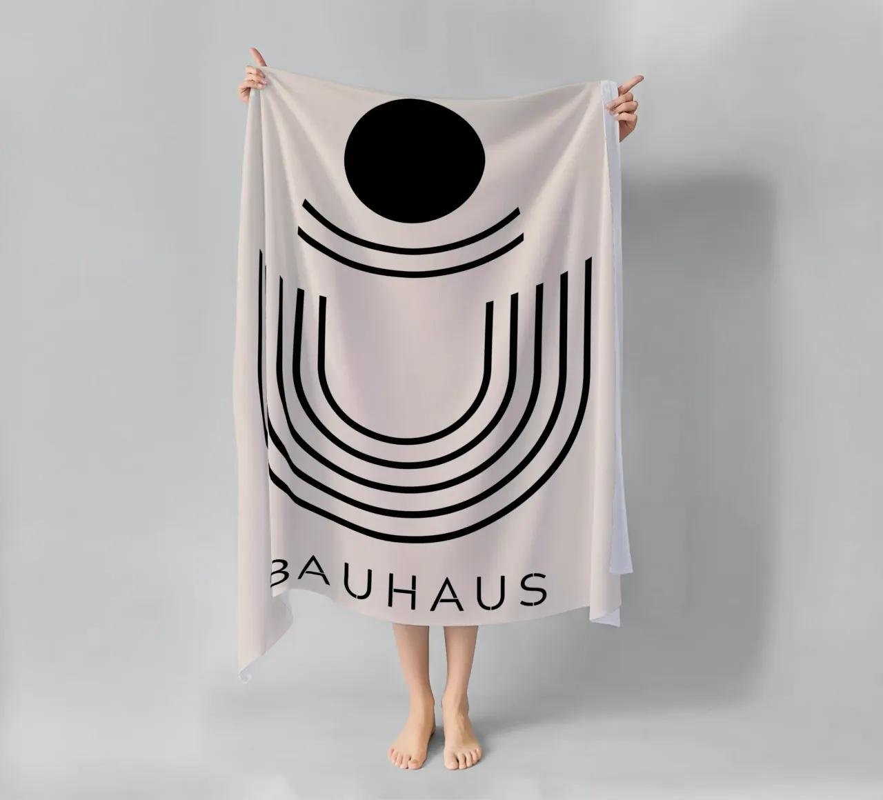 Bauhaus semicircle - abstract geometry in a modern style beach towel by Whole©
