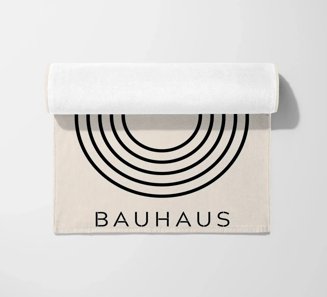 Bauhaus semicircle - abstract geometry in a modern style beach towel by Whole©