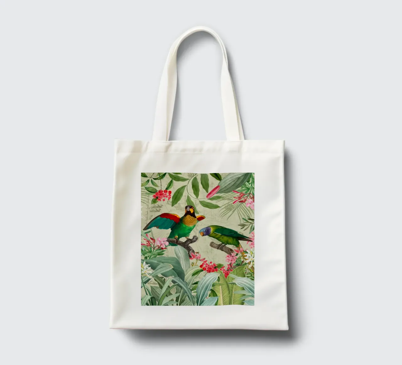 Pappagalli esotici colorati e nostalgici in una giungla tropicale 2 borsa in juta da Vintage World - Uta Naumann