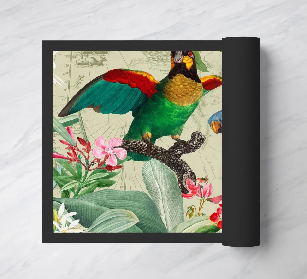 Pappagalli esotici colorati e nostalgici in una giungla tropicale 2 zerbino da Vintage World - Uta Naumann