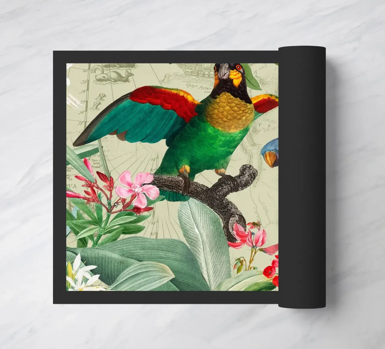 Pappagalli esotici colorati e nostalgici in una giungla tropicale 2 zerbino da Vintage World - Uta Naumann