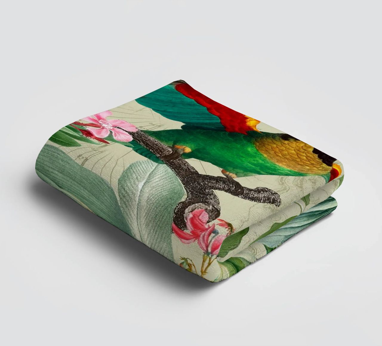 Perroquets exotiques colorés et nostalgiques dans une jungle tropicale 2 serviette de bain de Vintage World - Uta Naumann