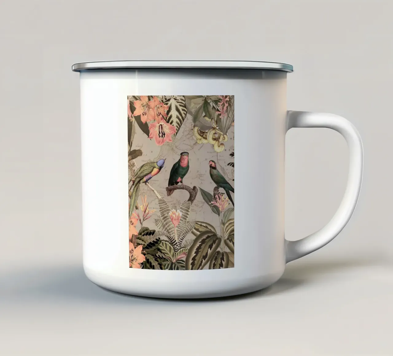 Uccelli esotici Vita nella giungla tazza in smalto da Vintage World - Uta Naumann