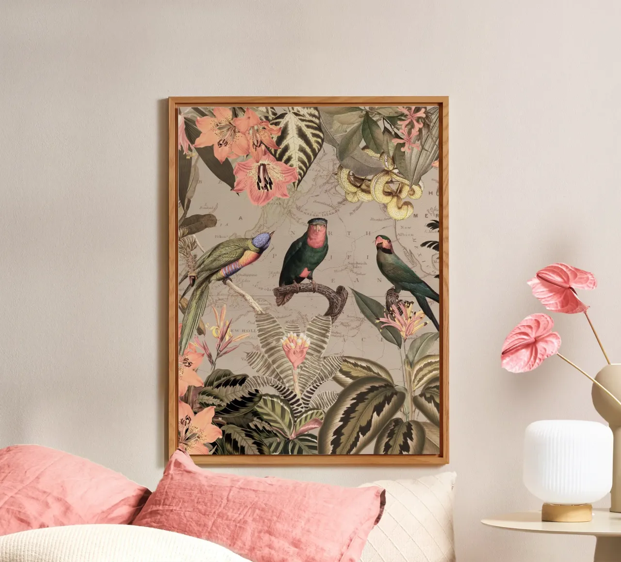Exotische Vögel Leben im Dschungel Alu-Dibond von Vintage World - Uta Naumann