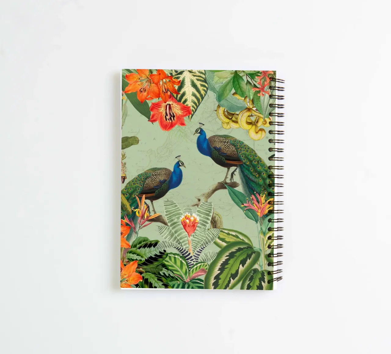 Exotic Peacocks in Paradise spiral notebook by Vintage World - Uta Naumann