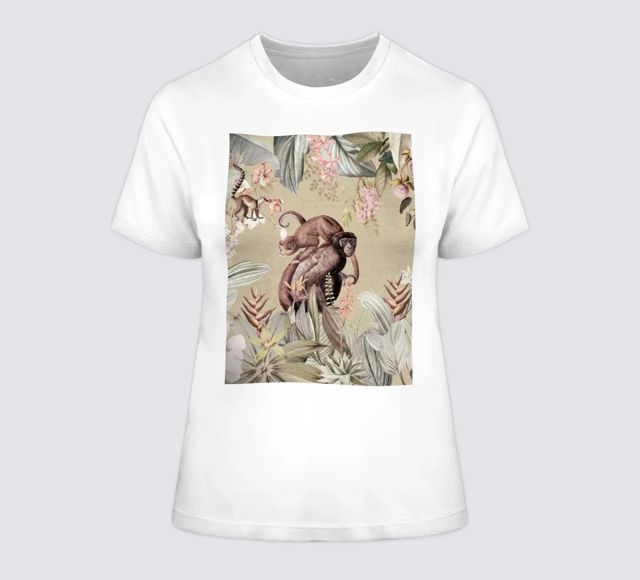 Scimmie esotiche felici in una giungla tropicale t-shirt da donna da Vintage World - Uta Naumann