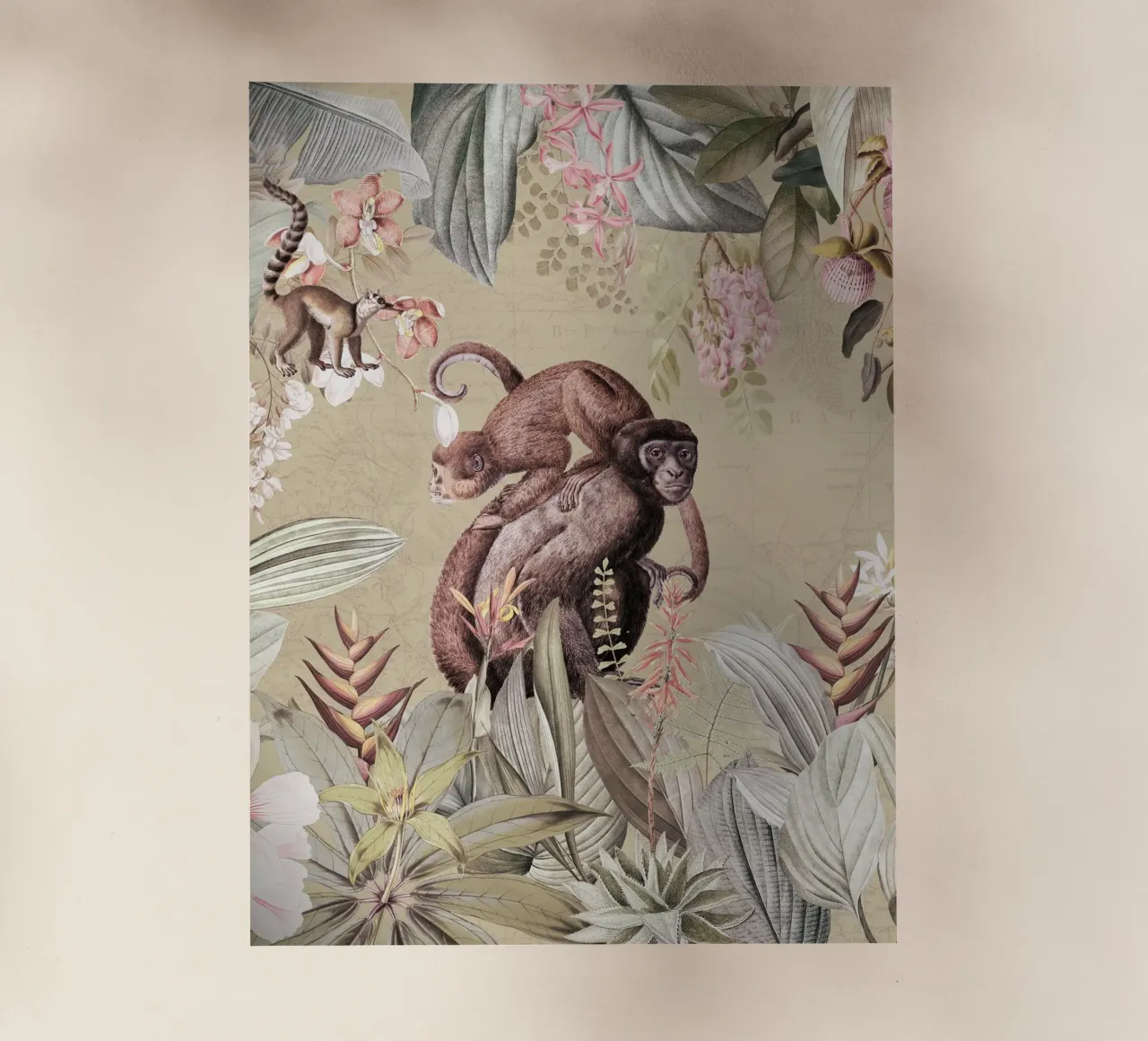 Scimmie esotiche felici in una giungla tropicale pellicola backlit da Vintage World - Uta Naumann