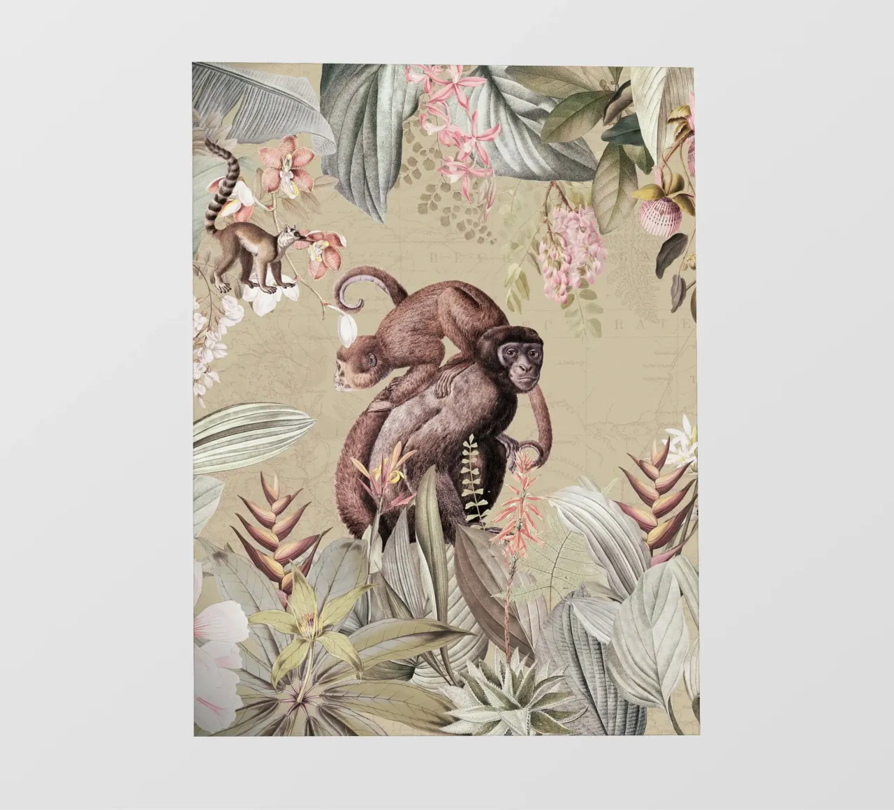 Scimmie esotiche felici in una giungla tropicale pellicola backlit da Vintage World - Uta Naumann