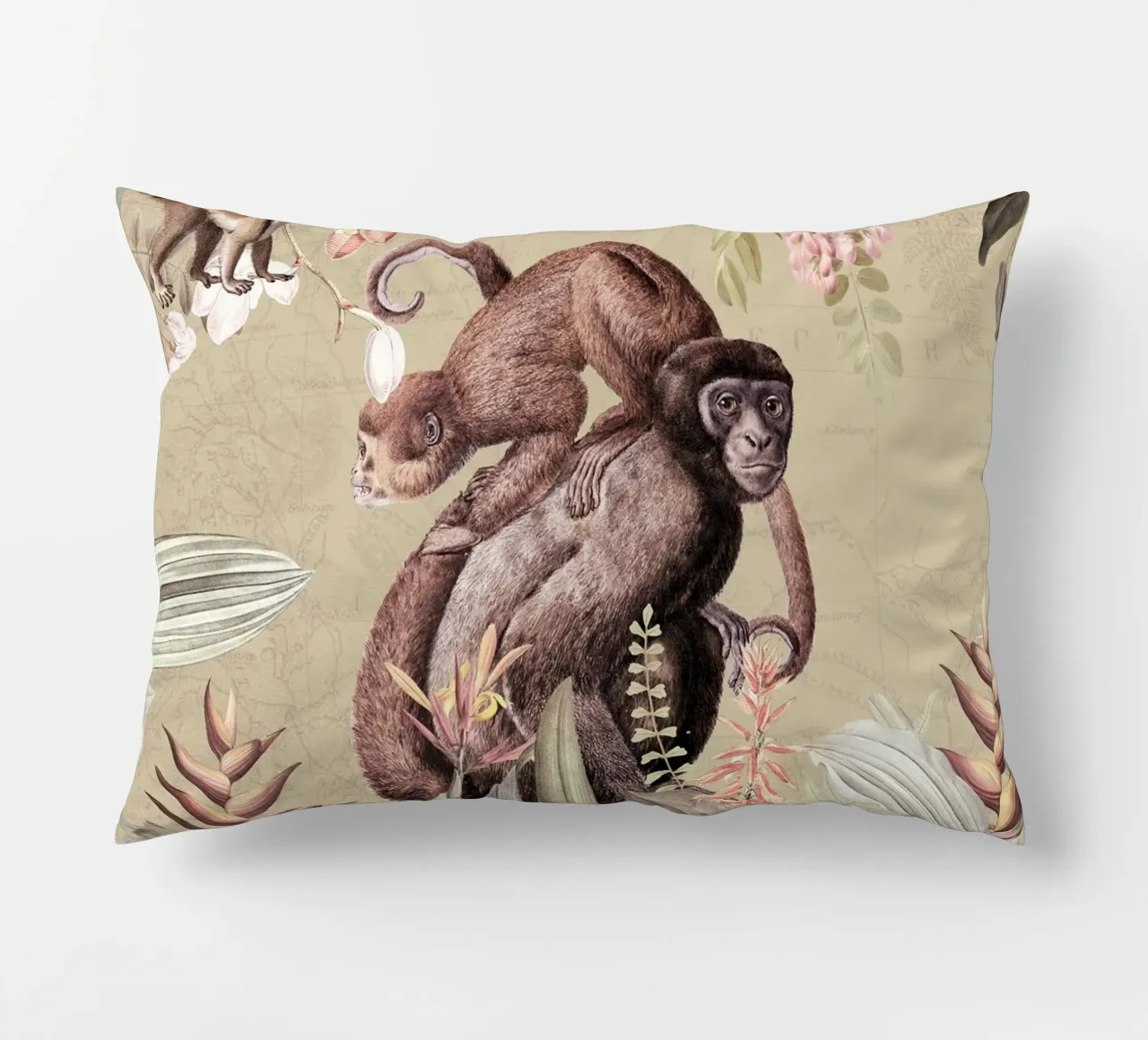 Scimmie esotiche felici in una giungla tropicale cuscino da Vintage World - Uta Naumann