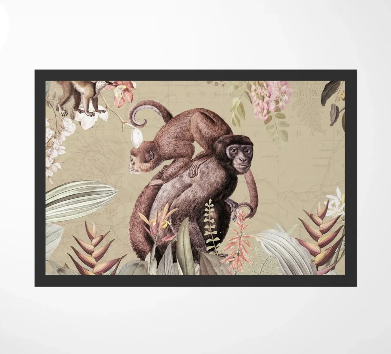 Scimmie esotiche felici in una giungla tropicale zerbino da Vintage World - Uta Naumann