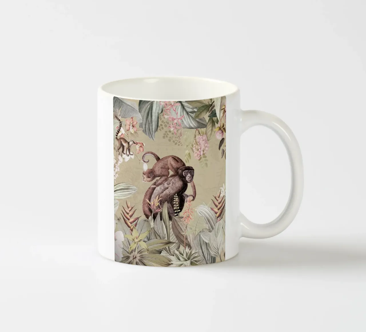 Scimmie esotiche felici in una giungla tropicale tazza in ceramica da Vintage World - Uta Naumann