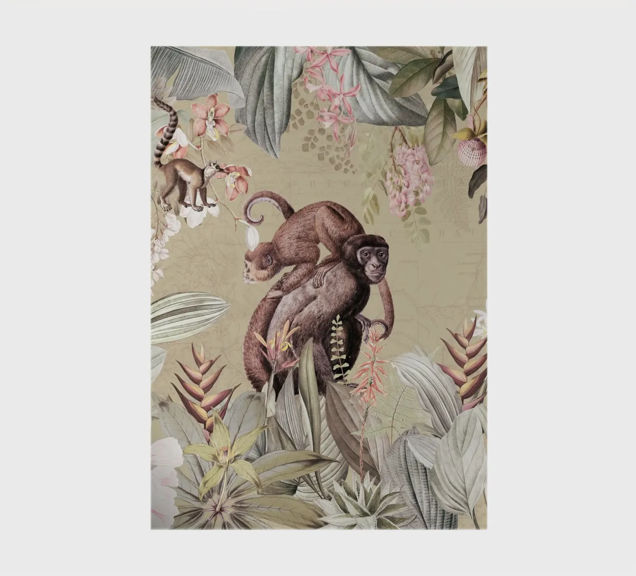 Scimmie esotiche felici in una giungla tropicale diario da Vintage World - Uta Naumann