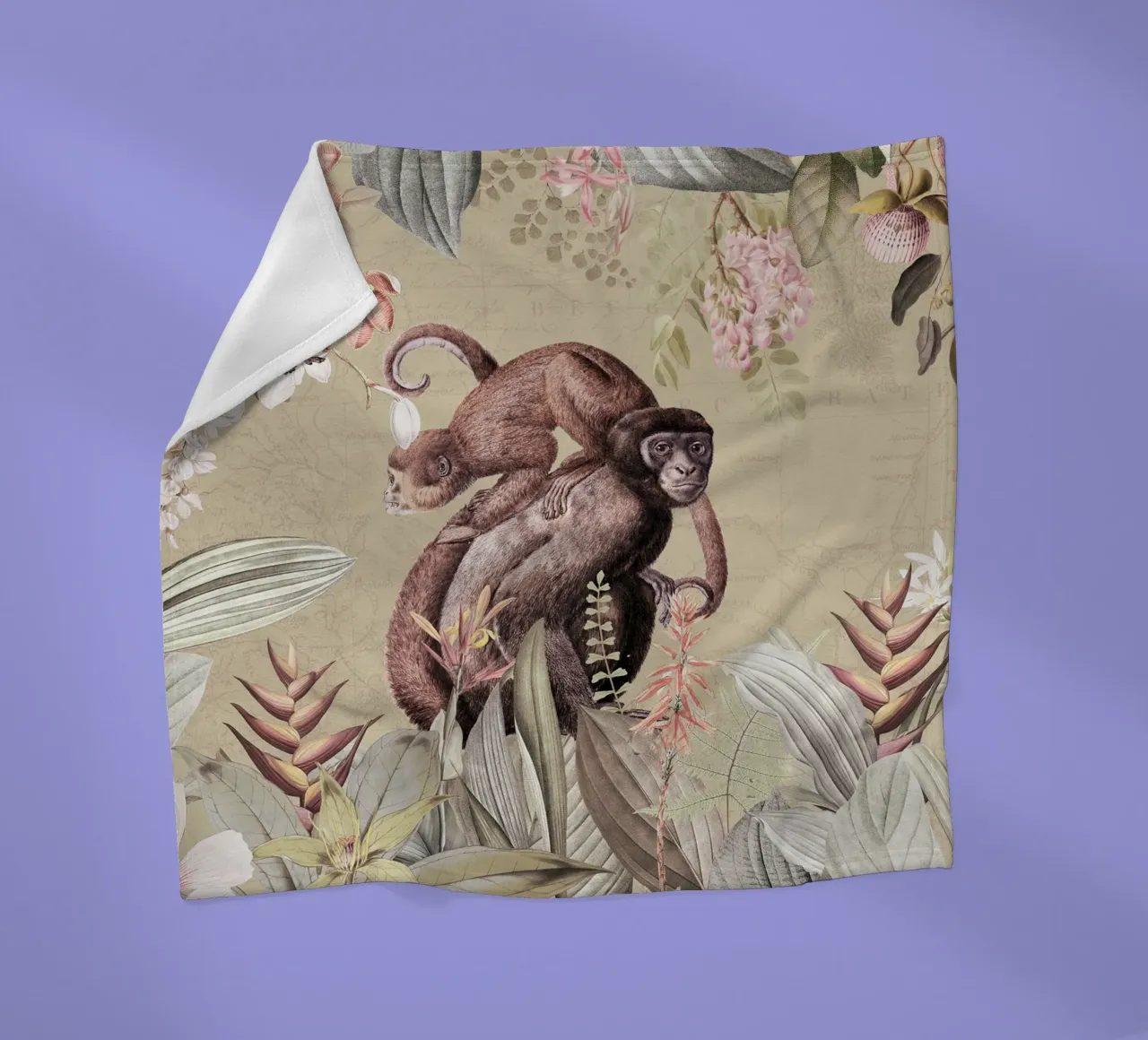 Scimmie esotiche felici in una giungla tropicale coperta in pile da Vintage World - Uta Naumann