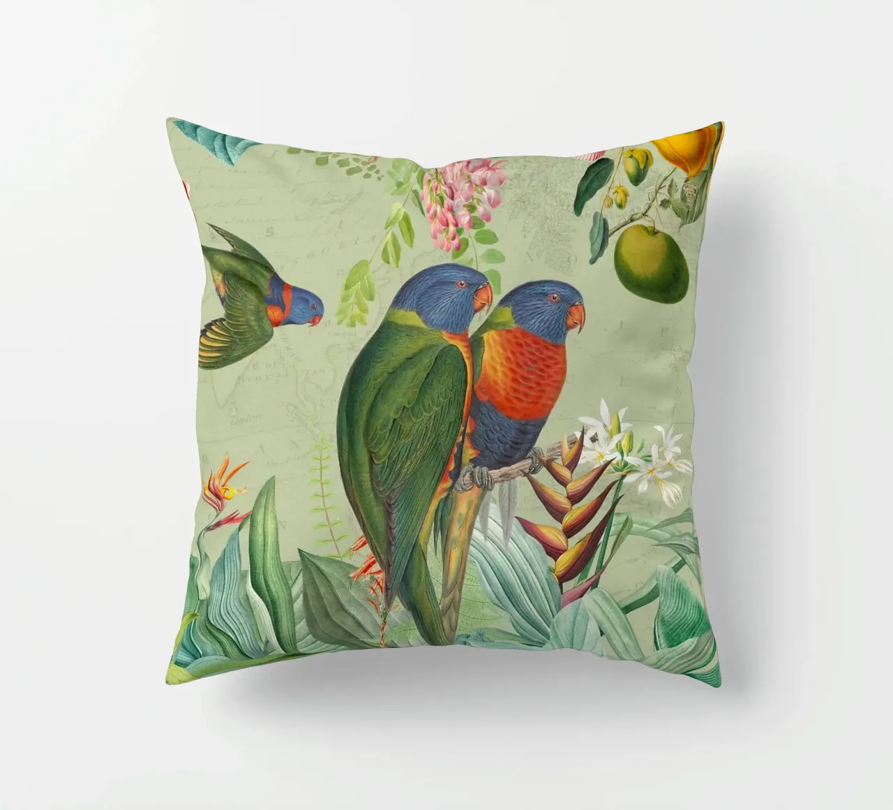 Pavoni colorati nella giungla tropicale cuscino da Vintage World - Uta Naumann