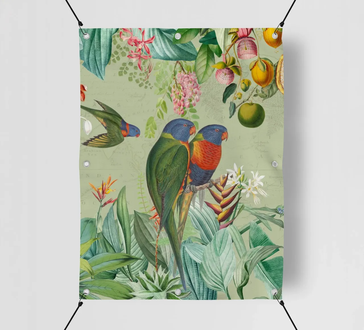 Pavoni colorati nella giungla tropicale telo in pvc da Vintage World - Uta Naumann