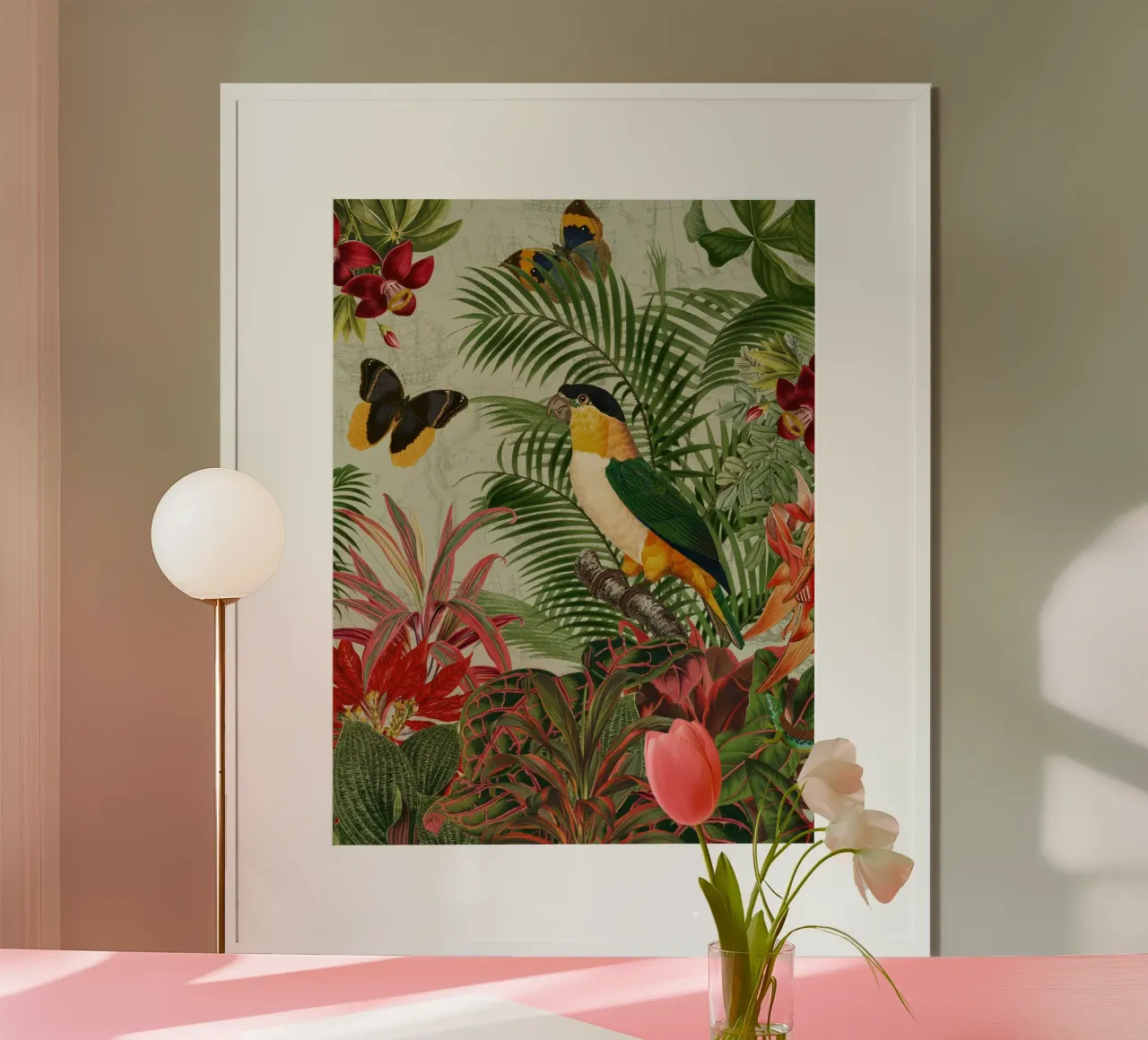 Vita esotica nella giungla poster con telaio in legno da Vintage World - Uta Naumann