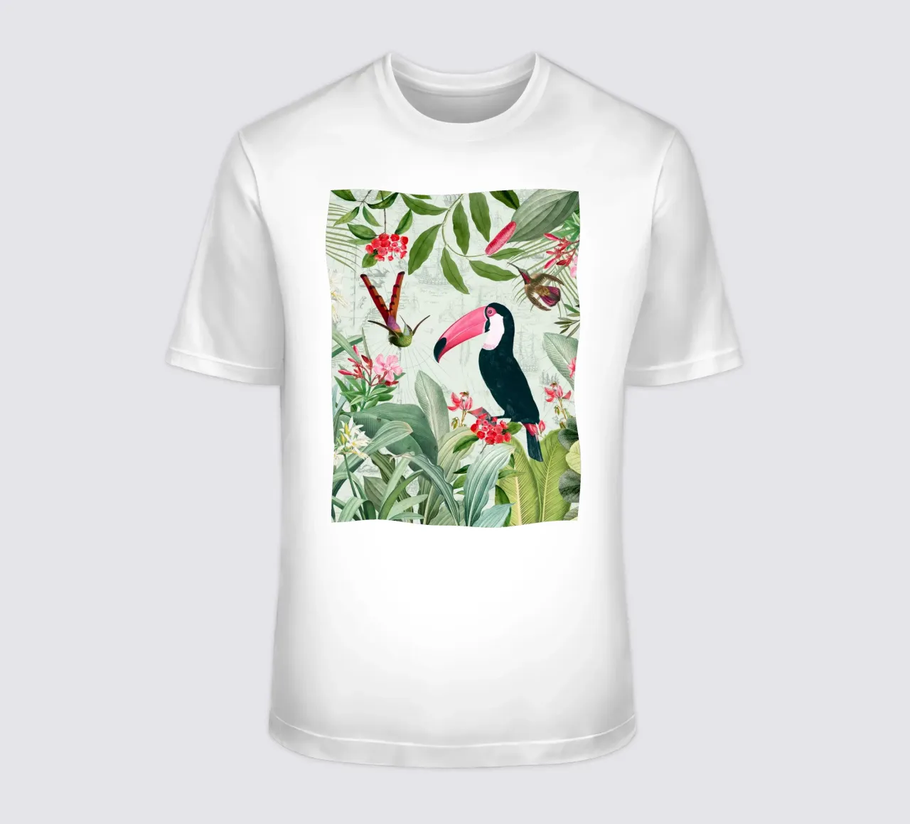Tucano esotico nostalgico e colibrì nella giungla t-shirt da Vintage World - Uta Naumann