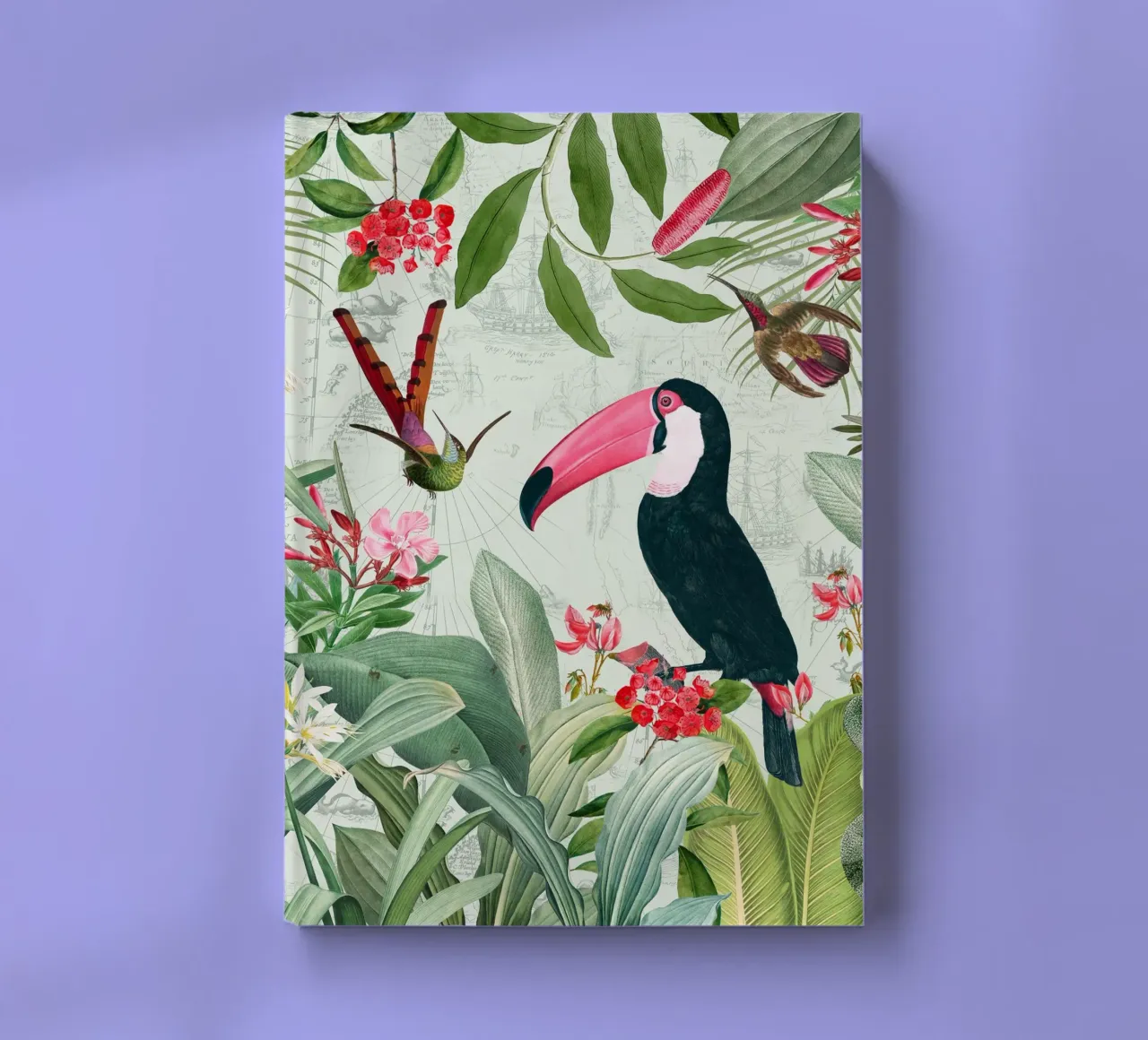 Nostalgic Exotic Toucan And Hummingbirds in a Jungle notebook by Vintage World - Uta Naumann