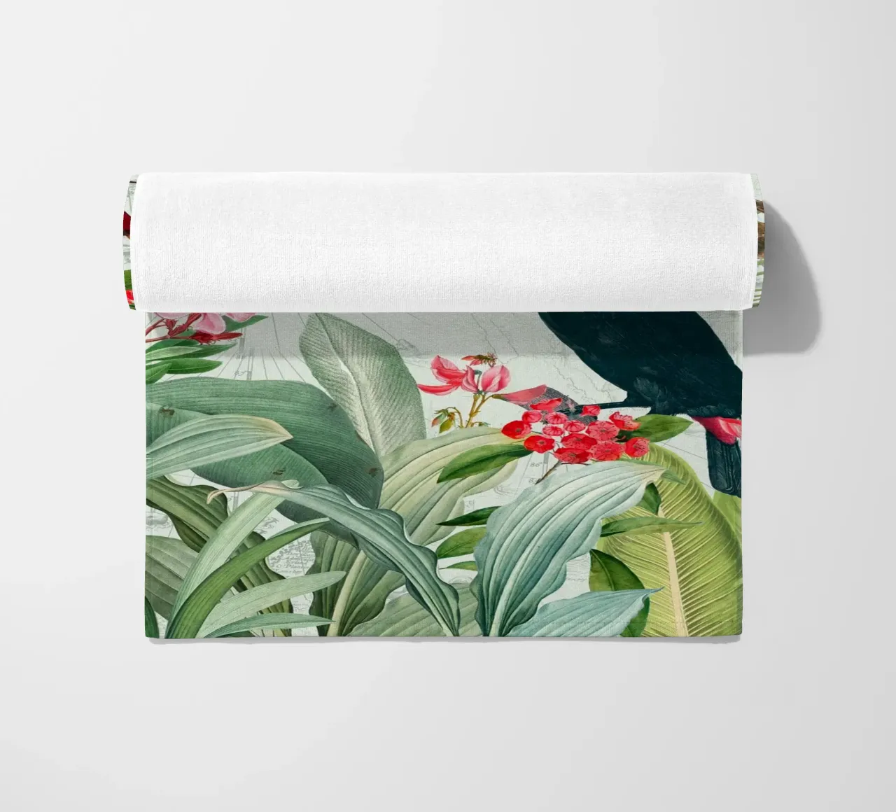 Tucano esotico nostalgico e colibrì nella giungla telo mare da Vintage World - Uta Naumann