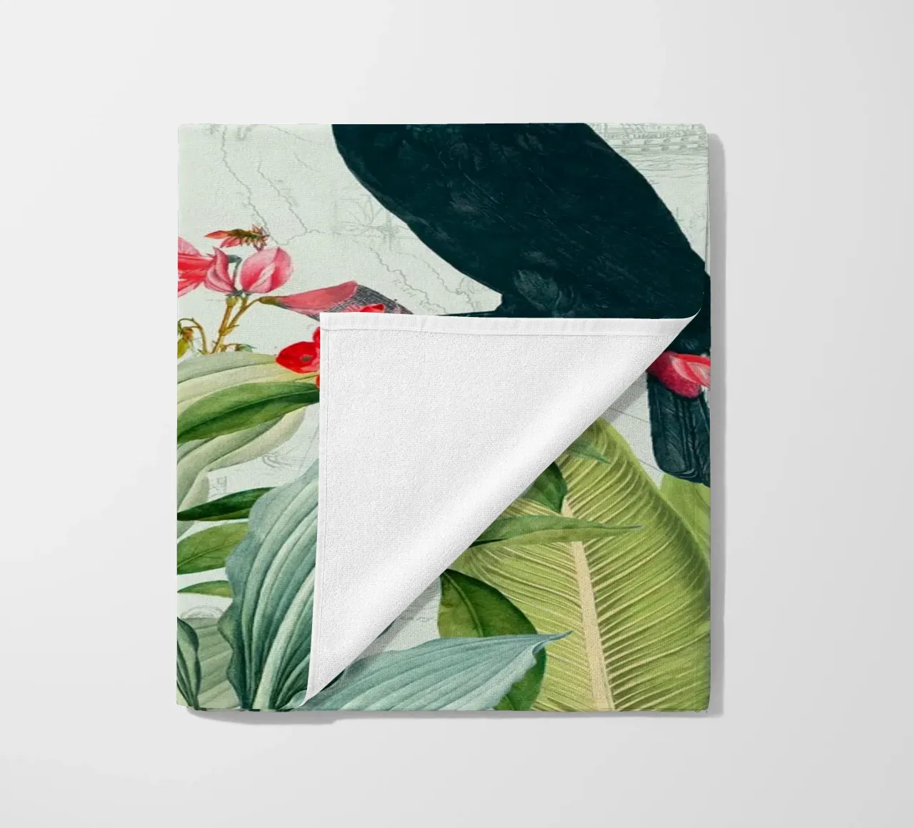 Tucano esotico nostalgico e colibrì nella giungla telo mare da Vintage World - Uta Naumann