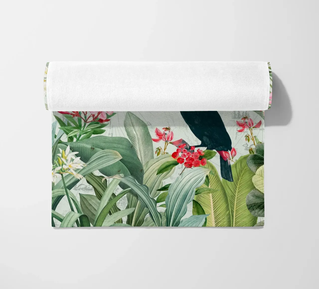 Tucano esotico nostalgico e colibrì nella giungla telo mare da Vintage World - Uta Naumann