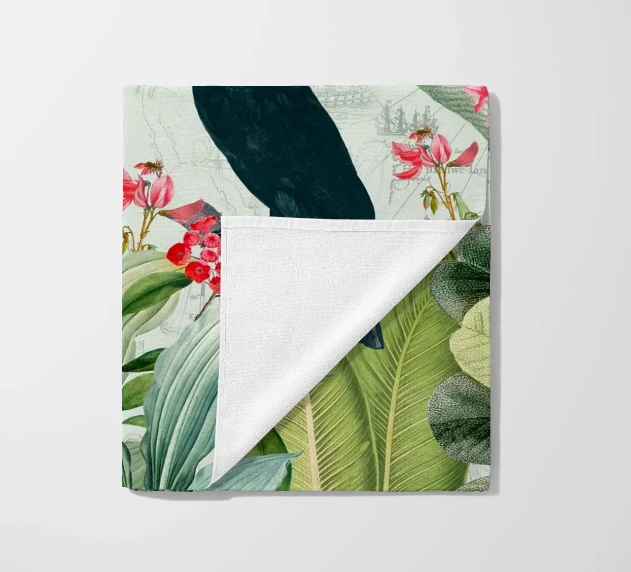 Tucano esotico nostalgico e colibrì nella giungla telo mare da Vintage World - Uta Naumann