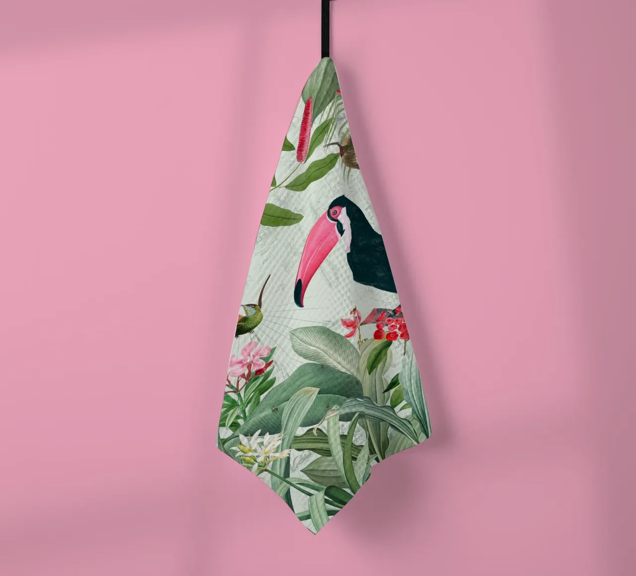 Nostálgico tucán exótico y colibríes en una jungla paño de cocina de Vintage World - Uta Naumann