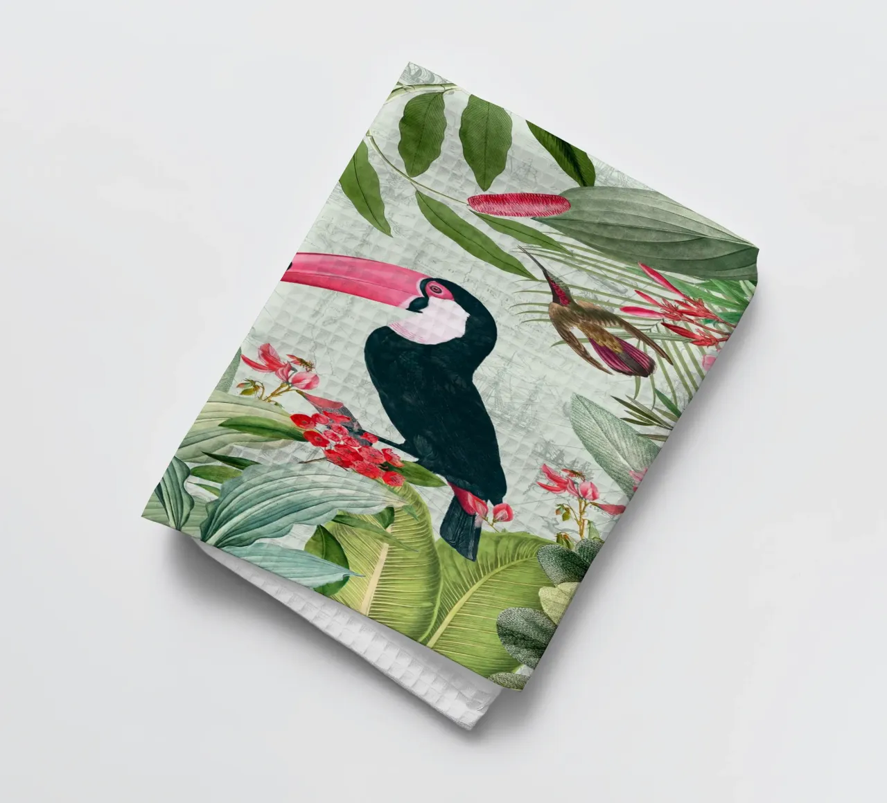 Nostálgico tucán exótico y colibríes en una jungla paño de cocina de Vintage World - Uta Naumann