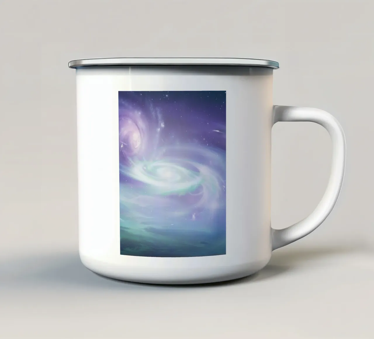 Viola Blu Galassia Spirale Universo Celeste Stelle Astratto tazza in smalto da Gentle Echoes Art