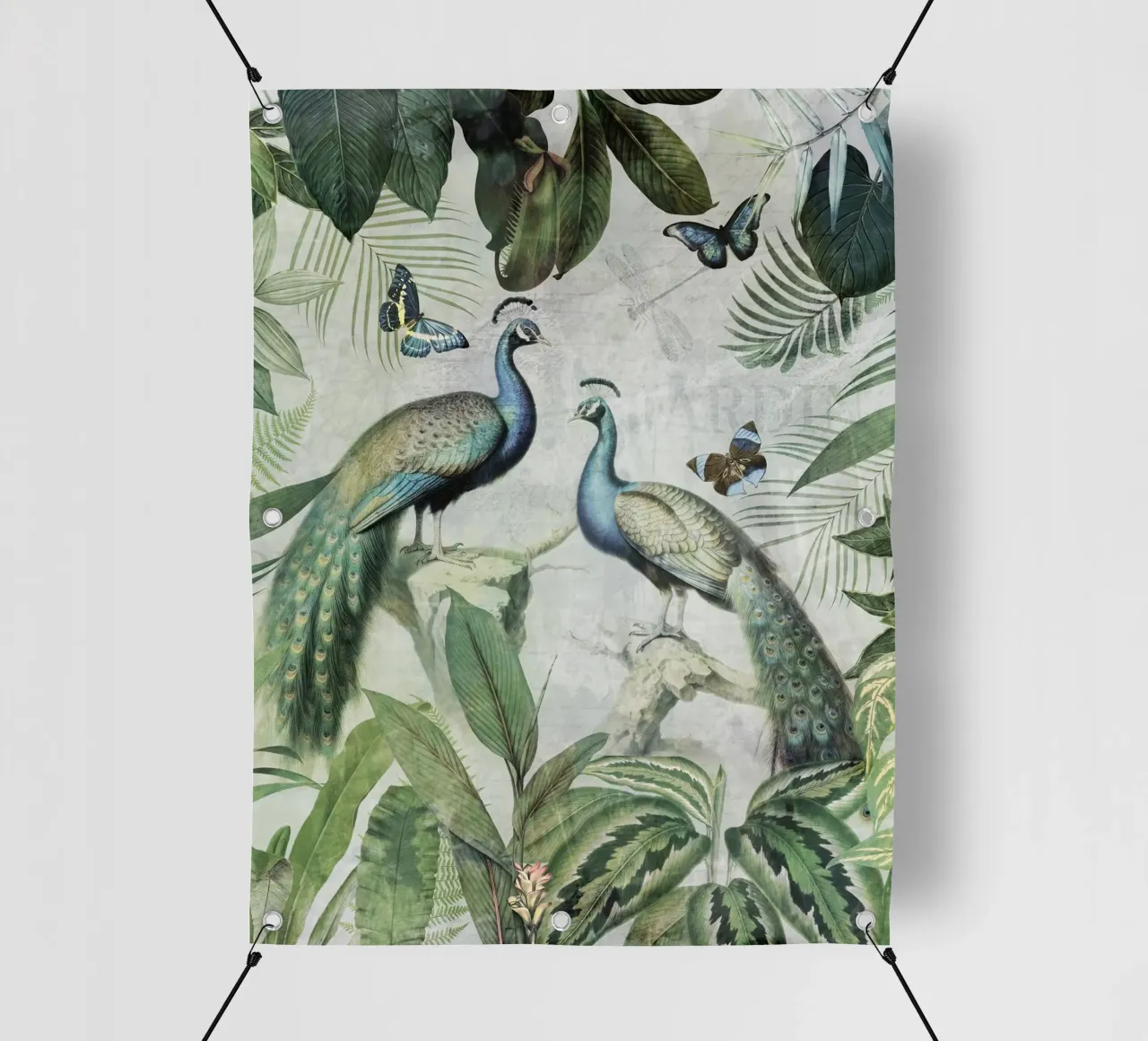 Pavoni blu esotici Uccelli Giungla Paesaggio 1 telo in pvc da Vintage World - Uta Naumann