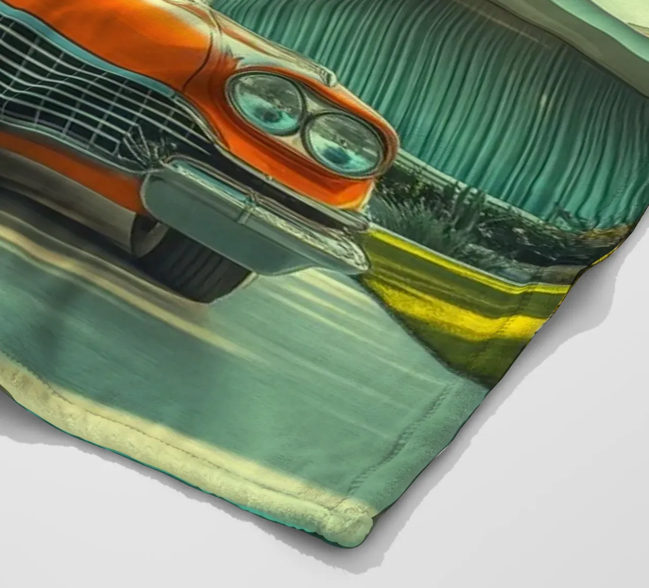 Cadillac Klassischer arancione di metà secolo coperta in pile da Carinaprint